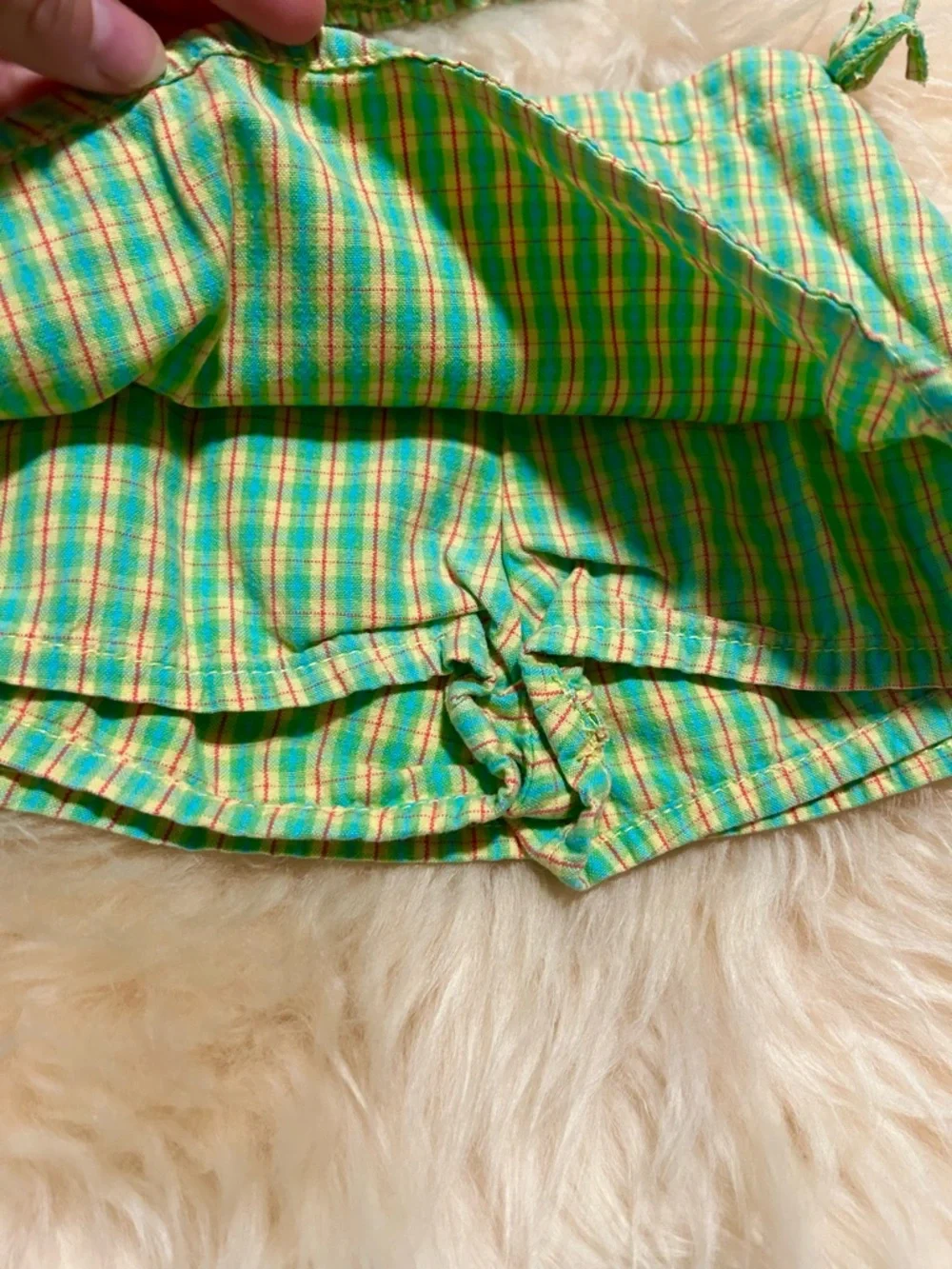Vintage The Children's Place Green and Yellow Plaid Set Skort and Halter
